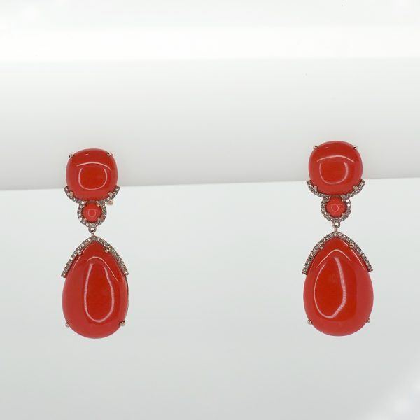 Aretes coral Oro rojo