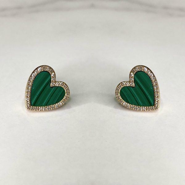 Aretes de malaquita con brillantes