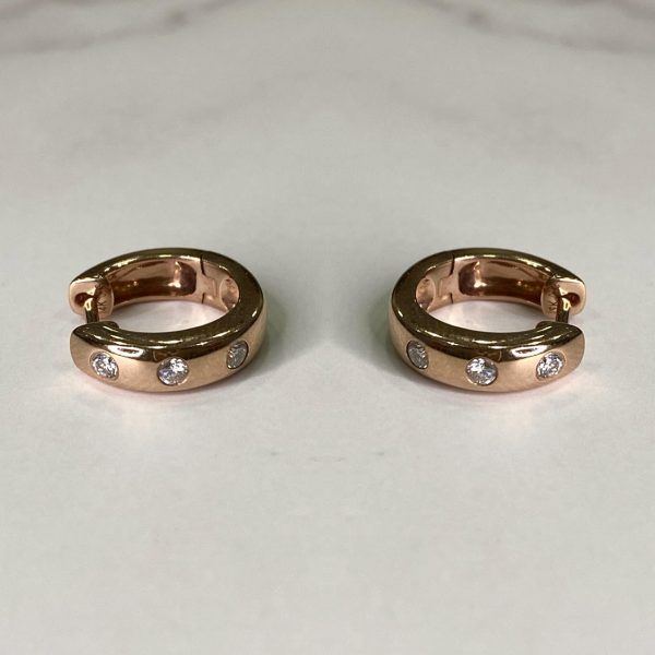 Aretes oro rosado con brillantes