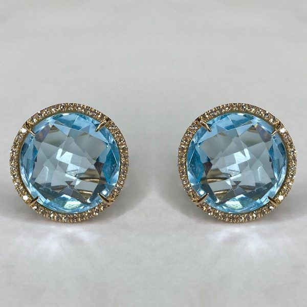 Aretes topacio azul con brillantes