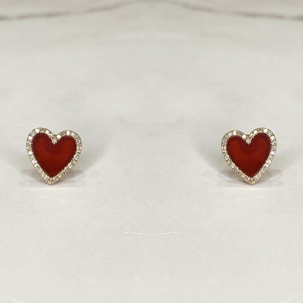 Aretes corazon con brillantes