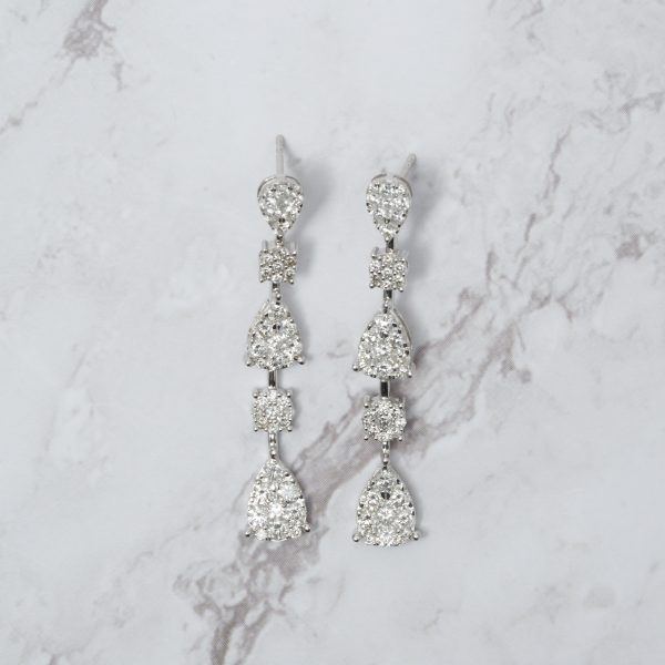 Aretes oro blanco con brillantes