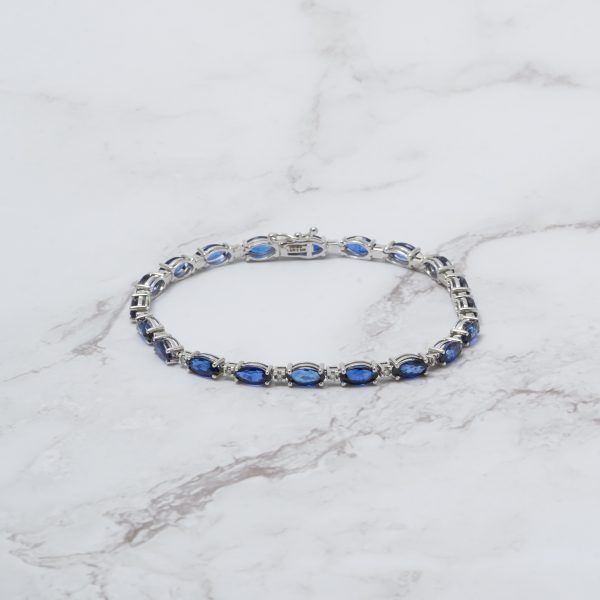 Pulsera oro blanco y zafiro