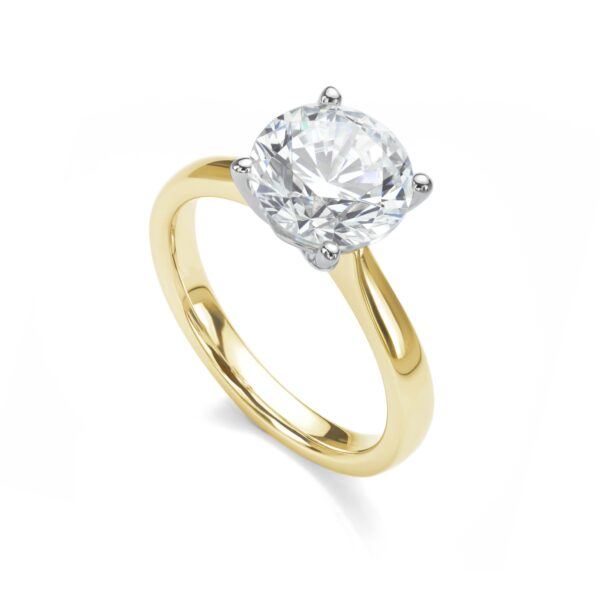 Anillo Solitario en Oro Amarillo Diamante Round Cut