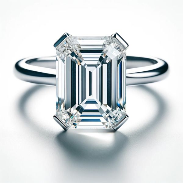 Anillo Solitario Diamante Emerald Cut Oro Blanco