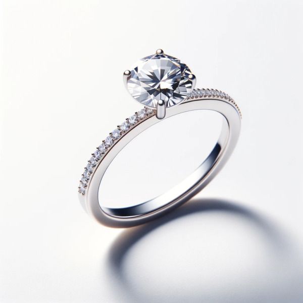 Anillo de Diamante Round Cut Side Stones Oro Blanco