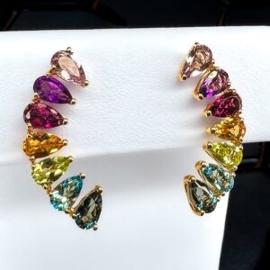 Aretes de semipreciosas en oro amarillo - 2