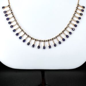 Collar de zafiros con diamantes en oro amarillo