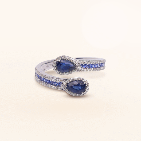 Anillo Zafiro Oro Blanco