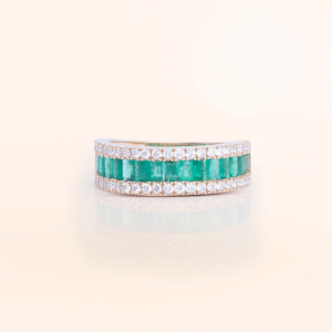 Anillo Esmeralda Oro Amarillo Diamantes