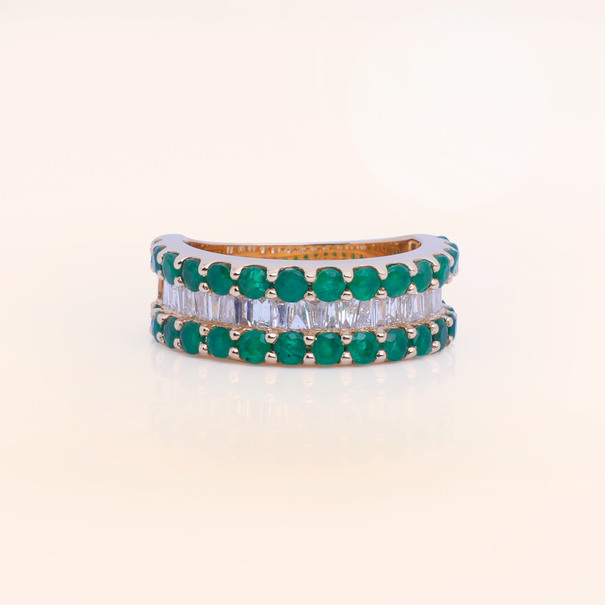 Anillo Esmeralda Oro Amarillo Diamantes