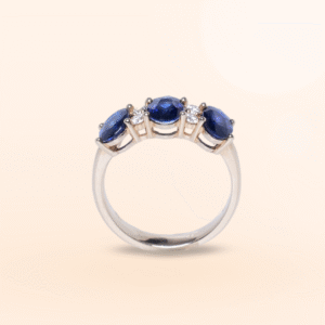 Anillo Oro Amarillo Zafiro Diamantes